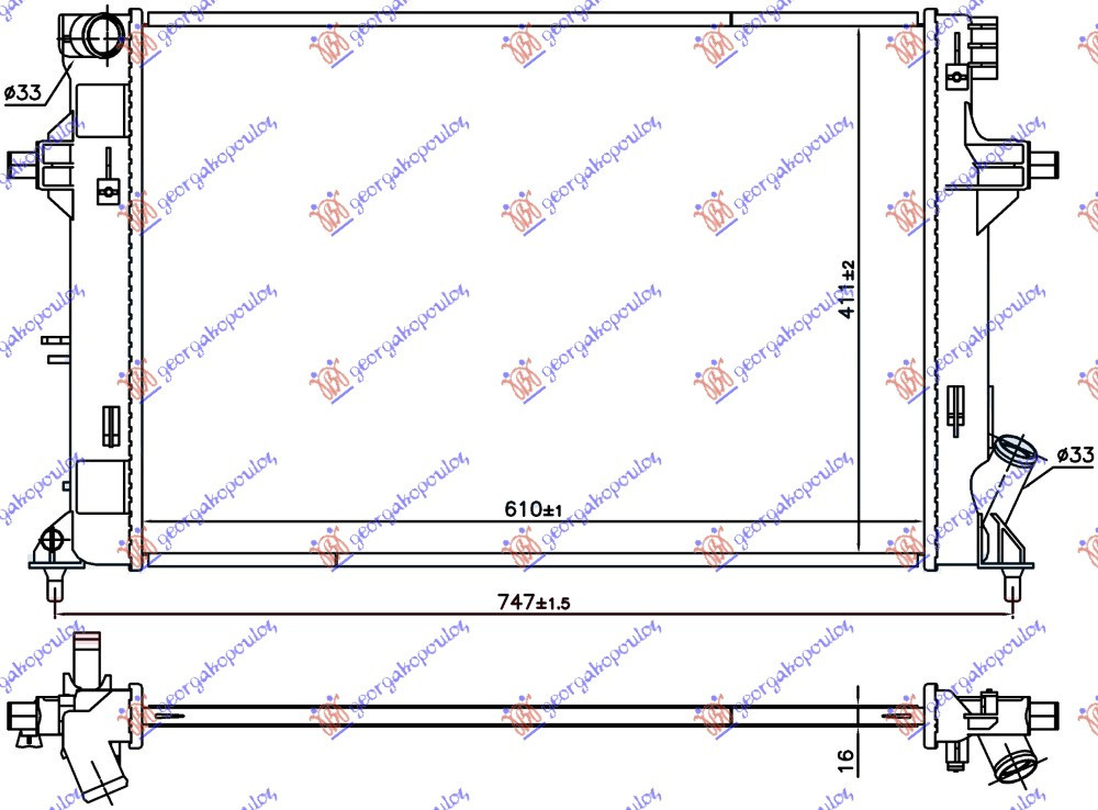 RADIATOR 1.4/1/6 MPI BENZ. MANUAL (610X411X16) (KOYO) - HYUNDAI HYUNDAI I30 FASTBACK 17-20 , HYUNDAI, HYUNDAI I30 FASTBACK 17-20, 368406310