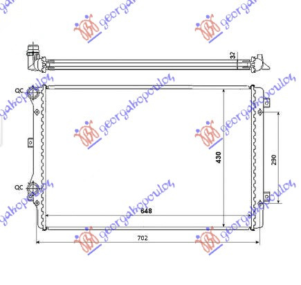 Radiator 1.4 tsi petrol (650x410) (brazed) pentru Vw Eos - 2011, 2012, 2013, 2014, 2015