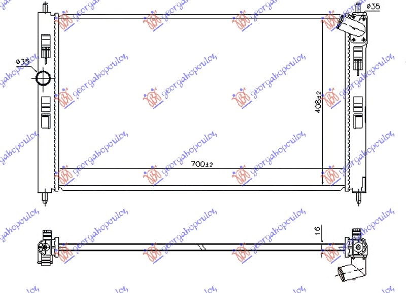 RADIATOR 1.6-1.8 16V PETROL 14- (700X410X16) (KOYO) - MITSUBISHI MITSUBISHI ASX 12-16, MITSUBISHI, MITSUBISHI ASX 12-16, 551106410