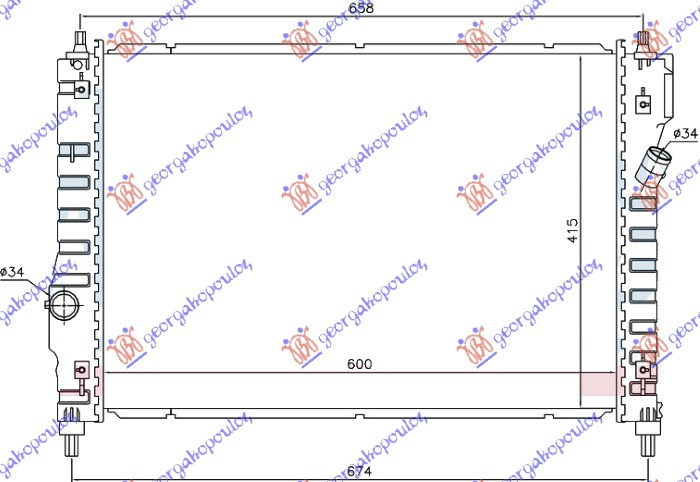 Radiator 1.6 16v benzina manual (600x415x16) pentru Daewoo Kalos-Aveo (T200) Sdn-L/B 2003, 2004, 2005