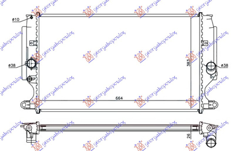 RADIATOR 1.6 D4D DIESEL (664X383X26) (B) , TOYOTA, TOYOTA AURIS 15-19, 830206330