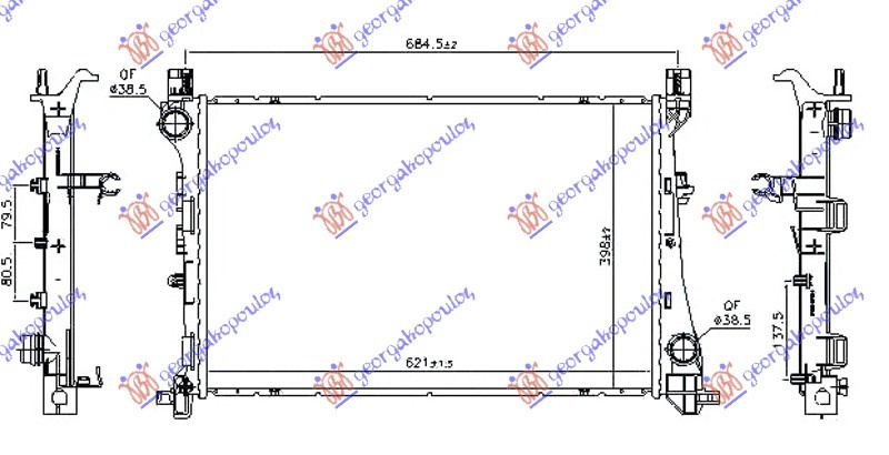 RADIATOR 1.6 MJTD DIESEL (620X400X26) MANUAL/AUTO (KOYO) , FIAT, FIAT 500 L 12-17, 297006325