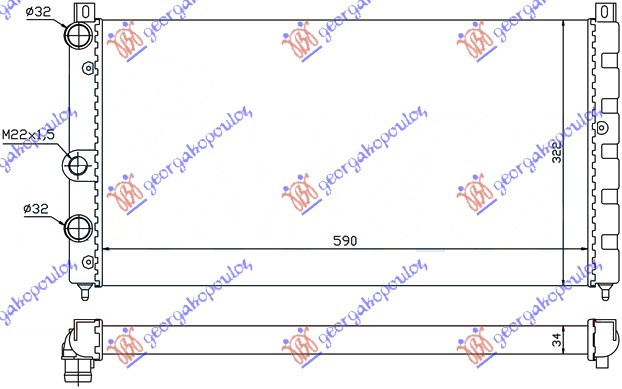 RADIATOR 1.6 PETROL-1.9 DIESEL (590X320) - SKODA SKODA FELICIA PICK-UP 94-01, SKODA, SKODA FELICIA PICK-UP 94-01, 059606310