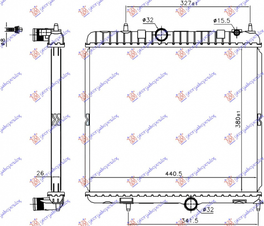 RADIATOR 2.0 Hdi HYBRID DIESEL (380x440x26) - DS DS5 15-, CITROEN DS, DS DS5 15-, 217006350