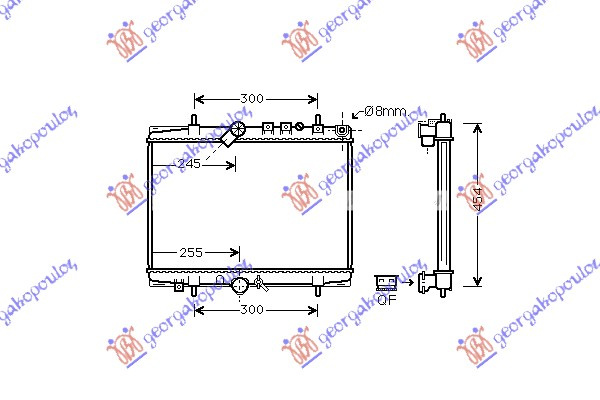 RADIATOR 2.2 HDI DIESEL +Ac/ MANUAL 01- (380x544), PEUGEOT, PEUGEOT 406 SDN 96-05, 075606335