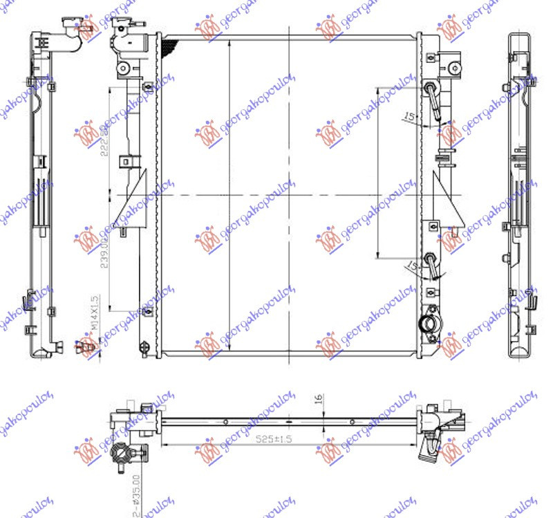 RADIATOR 2.4 DI-D DIESEL AUTO (525X643X16) (4N15) - MITSUBISHI MITSUBISHI P/U L200 15-19, MITSUBISHI, MITSUBISHI P/U L200 15-19, 555106310