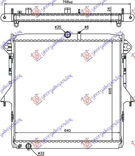 Radiator 2.5 benzina manual-auto (605x640) pentru Mazda P/U 2/4Wd Bt-50 13-