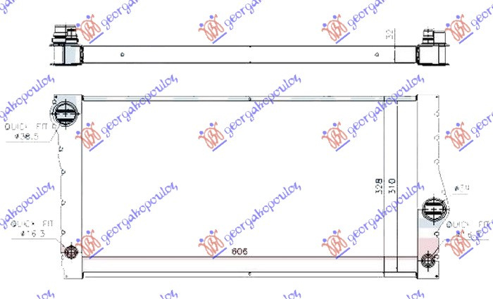 Radiator 3.0 (535ix) petrol (& gt/f07) (605x310x32) pentru Bmw Series 5 (F10/11) 2010, 2011, 2012, 2013