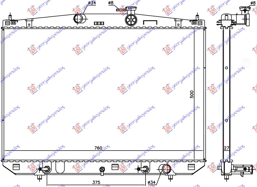 RADIATOR 3.5 350/450H BENZINA/HYBRID (500x760x27), LEXUS, LEXUS RX 20-23, 485406300