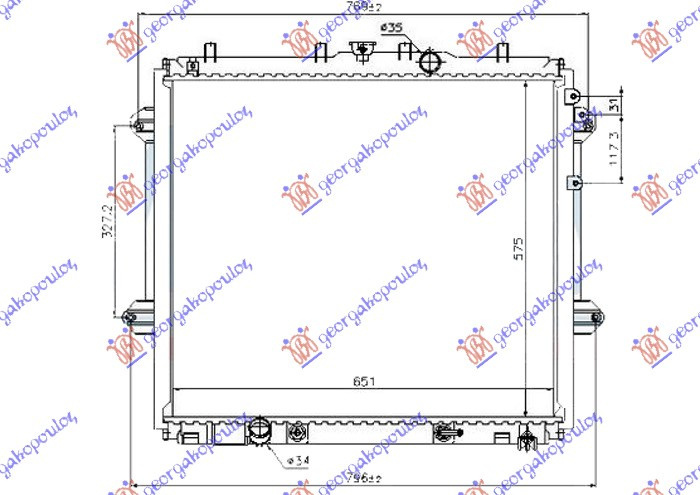 RADIATOR 4.0i V6 BENZ. AUTO (570x650x26), TOYOTA, TOYOTA LAND CRUISER PRADO 150 (J15) 13-17, 825206330