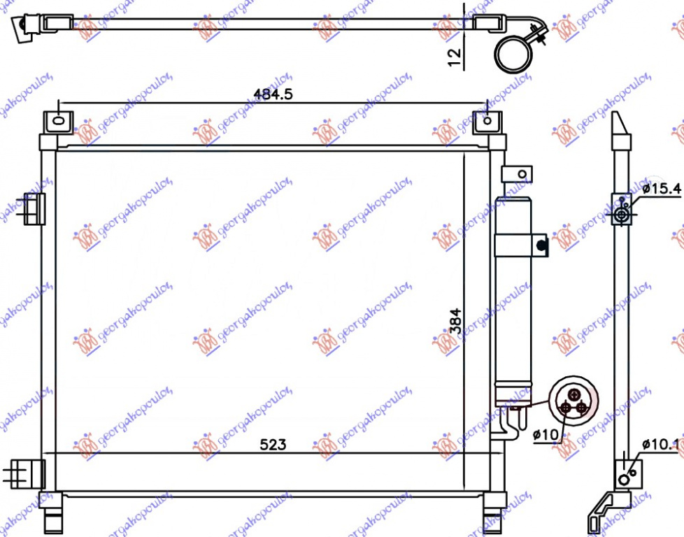 RADIATOR AC 1.2 BENZINA (490x385x12) - NISSAN NOTE 13-, NISSAN, NISSAN NOTE 13-, 582006400