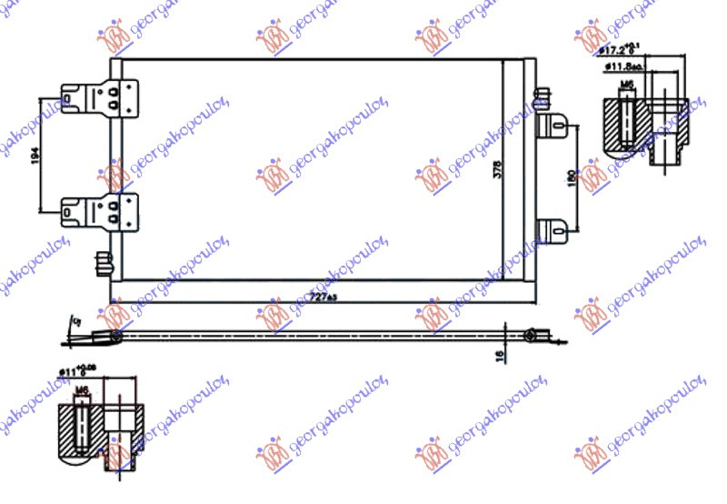 Radiator ac 2.5 dci diesel (690x380x16) pentru Nissan Interstar 2002, 2003, 2004, 2005, 2006, 2007, 2008, 2009