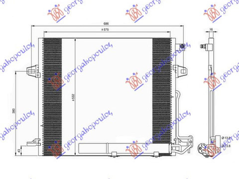 RADIATOR AC (58.7x52.8x18) AUTOMATIC , MERCEDES, MERCEDES ML (W164) 05-11, 052806400