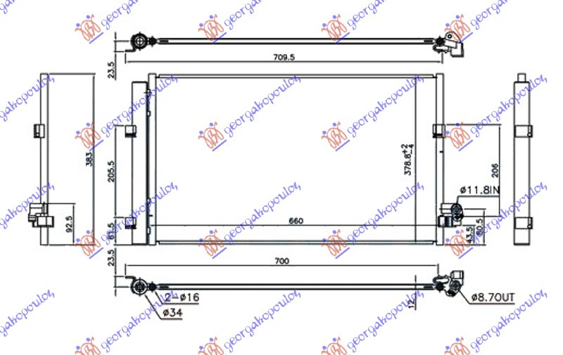 RADIATOR AC (630x380x12), BMW, BMW SERIES 7 (G11/G12) 19-22, 158306420