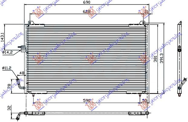 RADIATOR AC -99 BENZINA/DS (65X38) , PEUGEOT, PEUGEOT 406 SDN 96-05, 075606410