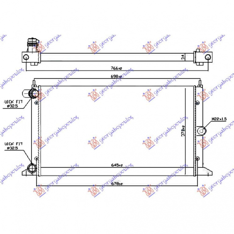 Radiator Ac/ -Diesel (47x36 2x1 6) - Seat Cordoba 2002 , 6q0820411b