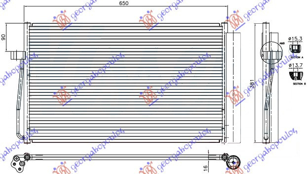 RADIATOR AC DIESEL (60,8x38,2x1,6) , BMW, BMW SERIES 7 (E65/66) 02-08, 031506410