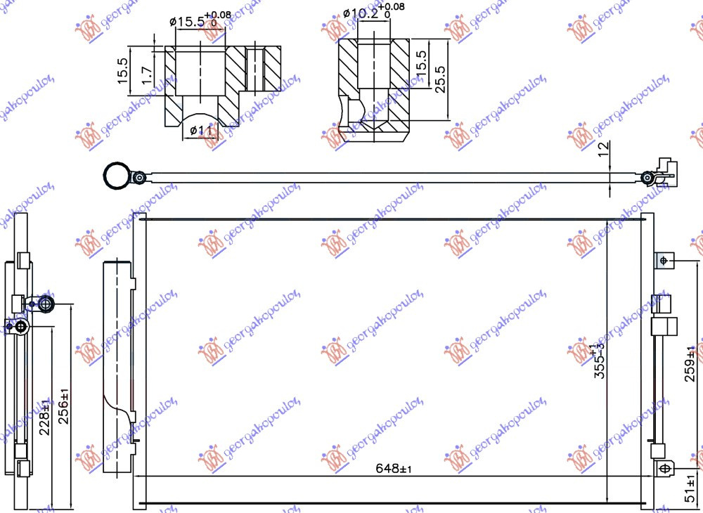 RADIATOR AC TOATE MODELELE DIESEL MANUAL (648x355x12), ALFA ROMEO, ALFA ROMEO GIULIA 15-, 101006420