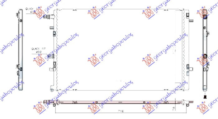 RADIATOR ADITIONAL 1.7-2.0 DCI DIESEL (675X435X16) - RENAULT RENAULT TALISMAN SEDAN/GRANDTOUR 15- , RENAULT, RENAULT TALISMAN SEDAN/GRANDTOUR 15-, 677006360