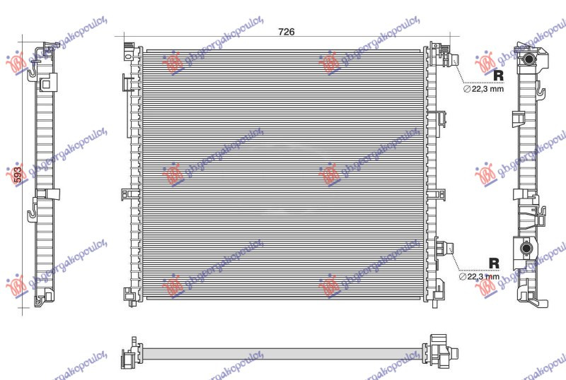 RADIATOR ADITIONAL 3.0 DIESEL - 3.0-4.4 BNZ.-HYBRID (xDrive) (625x545), BMW, BMW X6 (G06) 19-, 162206350