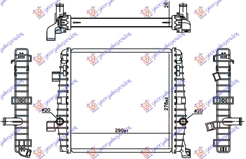 RADIATOR ADITIONAL 3.0 TSI HYBRID A/TM. (29x27,8x2,6) - PORSCHE CAYENNE 10-15, PORSCHE, PORSCHE CAYENNE 10-15, 650006301