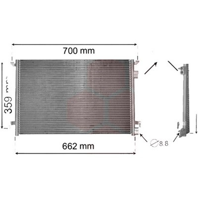 Radiator aer conditionat ALFA ROMEO GIULIA 2015-> pentru 2.2 D , perioada 2018 2019 2020 2021 2022 2023 PIESA NOUA grosime mm 16, latime mm 473, lungime fagure mm 639