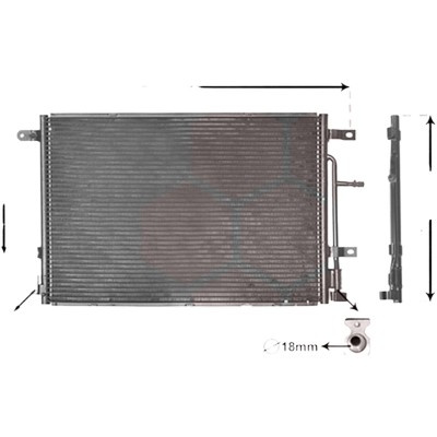 Radiator aer conditionat AUDI A4 8EC; B7 2004->2008 pentru 3.0, 3.0 30V, perioada 2004 2005 2006 PIESA NOUA grosime mm 16, dimensiuni 610 x 408 x 16 mm, latime mm 408, lungime fagure mm 610