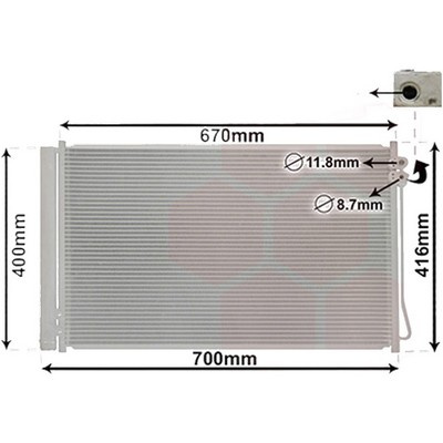 Radiator aer conditionat HONDA HR-V 2014->2021 pentru 1.5, perioada 2015 2016 2017 2018 2019 2020 PIESA NOUA grosime mm 12, dimensiuni 697 x 393 x 12 mm, latime mm 393, lungime fagure mm 697