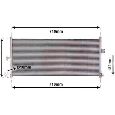 Radiator aer conditionat RENAULT CLIO 4 2012->, CAPTUR 1 2013->2020, DUSTER 2019-> pentru 1.5 dCi 110, perioada 2015 2016 2017 2018 2019 2020 2021 2022 2023 2024 PIESA NOUA grosime mm 12, diametru admisie mm 15, diametru evacuare mm 10, latime mm 508
