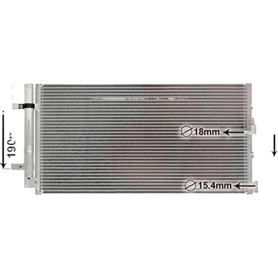 Radiator aer conditionat SEAT TOLEDO 4 2012->2019, IBIZA 4 2008->2017 pentru 1.6 TDI, perioada 2009 2010 2011 2012 2013 2014 2015 2016 2017 2018 2019 PIESA NOUA grosime mm 16, diametru admisie mm 15, diametru evacuare mm 13, latime mm 335, lungime fa