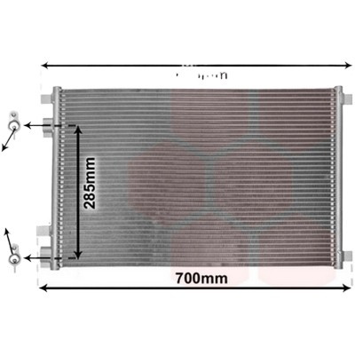 Radiator aer conditionat VOLVO S60 3 2019->, V60 2 2018-> pentru B5 Mild-Hybrid, perioada 2020 2021 2022 2023 2024 2025 PIESA NOUA grosime mm 16, dimensiuni 720 x 344 x 16 mm, latime mm 344, lungime fagure mm 720