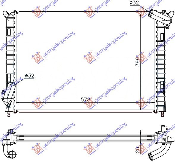 RADIATOR APA 1,6CC`S`+/-Ac/(57,7X39,7) - MINI COOPER/ONE 02-06, MINI, MINI COOPER/ONE (R50/R53) 02-06, 050706310