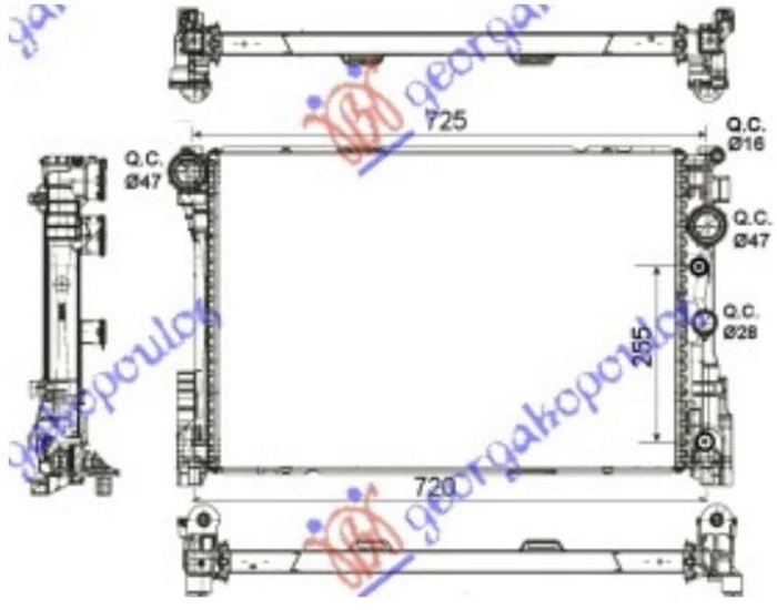 RADIATOR APA 3,0-3,5 BNZ. -2,1-2,2-3,0CDI(64X43X34) (KOYO), MERCEDES, MERCEDES GLK (X204) 08-12, 527006335