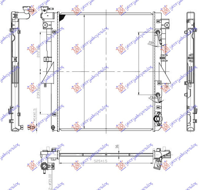 RADIATOR APA (525x669x16) MITSUBISHI L200 2015, 2016, 2017, 2018, 2019