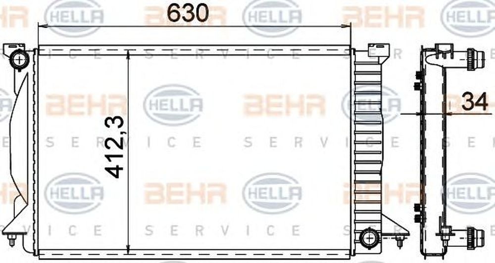 Radiator apa AUDI A4 Cabriolet 8H7 B6 8HE B7 HELLA 8MK 376 766-331