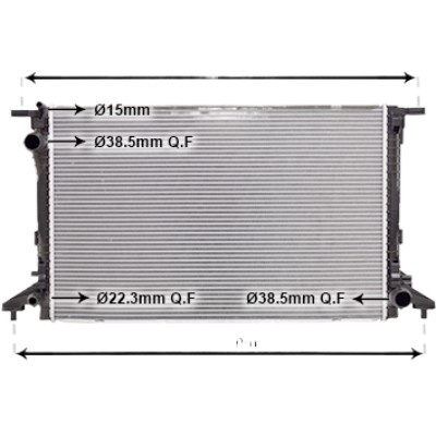 Radiator apa AUDI Q8 2018->, A4 B9 2015->, A5 Sportback F5A; F5F 2016->, A5 F53; F5P 2016->, Q5 FYB 2016->, A8 4N2; 4N8 2017->, A4 Allroad B9 2016->, Q7 2015-> pentru 45 TDI quattro, perioada 2018 2019 2020 2021 2022 2023 2024 PIESA NOUA grosime fagu