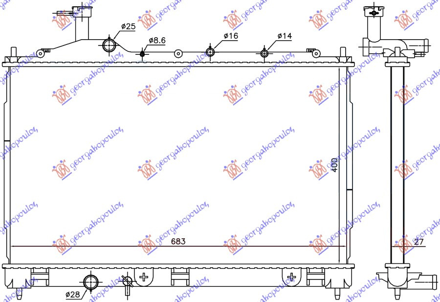 Radiator apa automat benzina KOYO MITSUBISHI OUTLANDER 13-20 Cod 1350A604
