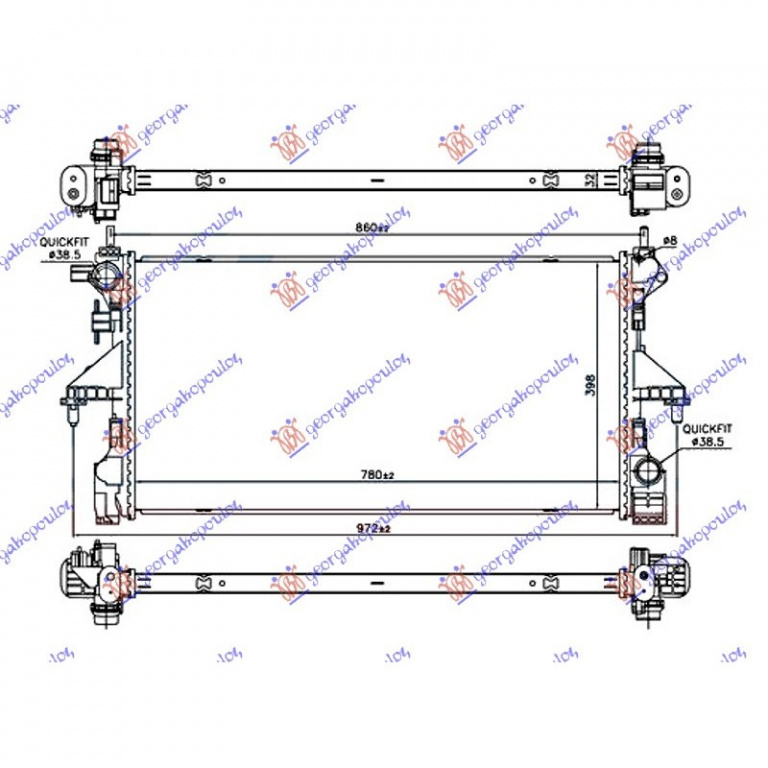RADIATOR APA CITROEN JUMPER 2014-> Radiator apa 2.0 BlueHDi diesel MANUAL (780x390x32) PIESA NOUA ANI 2014 2015 2016 2017 2018
