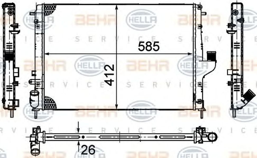 Radiator apa DACIA LOGAN MCV KS HELLA 8MK 376 787-651