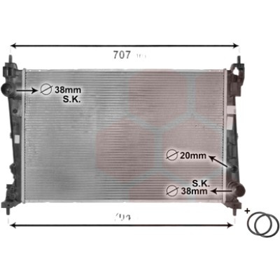 Radiator apa FIAT BRAVO 2006->2016, GRANDE PUNTO 199 2005-> pentru 1.9 D Multijet, perioada 2005 2006 2007 2008 2009 2010 2011 2012 2013 2014 PIESA NOUA grosime fagure mm 27, cu cuplaje rapide, Diametru admisie mm 38 Diametru evacuare mm 38 latime fa