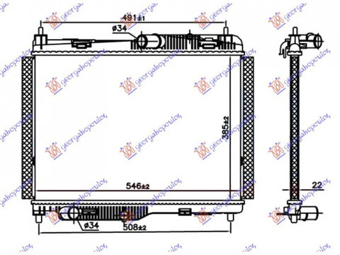 RADIATOR APA FORD ECOSPORT 2017-> Radiator apa 1.0 EcoBoost benzina - 1.5 TDCi diesel MANUAL (385x545x22) PIESA NOUA ANI 2017 2018 2019 2020 2021