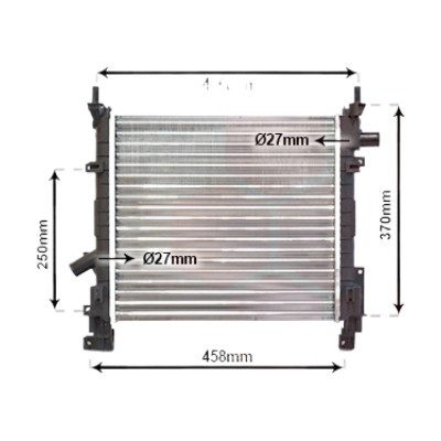 Radiator apa FORD KA 1996->2008 pentru 1.6 i, perioada 2005 2006 2007 2008 PIESA NOUA pentru vehicule cu aer conditionat, grosime fagure mm 23, Diametru admisie mm 27, Diametru evacuare mm 27 latime fagure mm 359 lungime fagure mm 380 ,