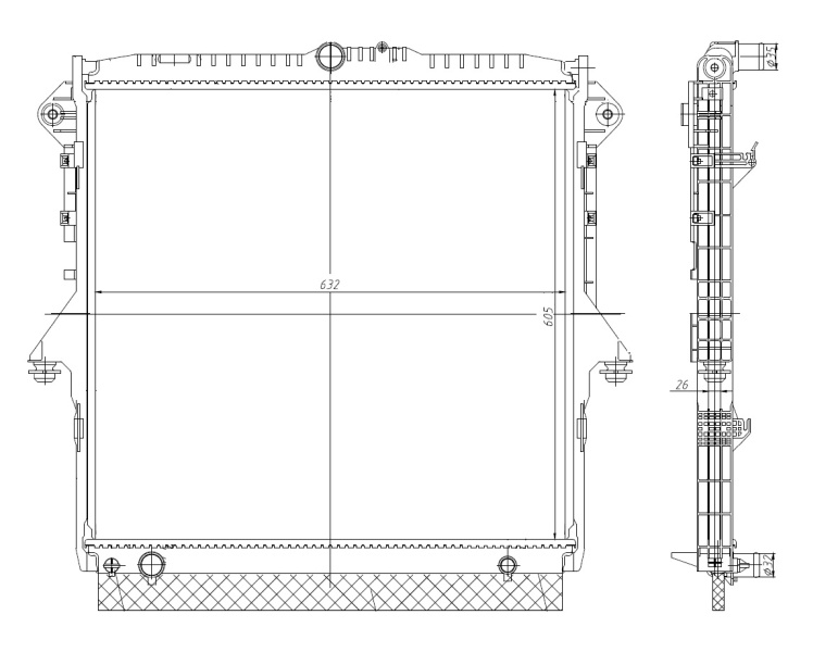 RADIATOR APA ~ FORD RANGER (TKE) 3.2 TDCi 4x4 2.2 TDCi 2.2 TDCi 4x4 2.5 i 4x4 125cp 131cp 150cp 160cp 166cp 200cp 2011 ~ NRF 560001 ~ NRF