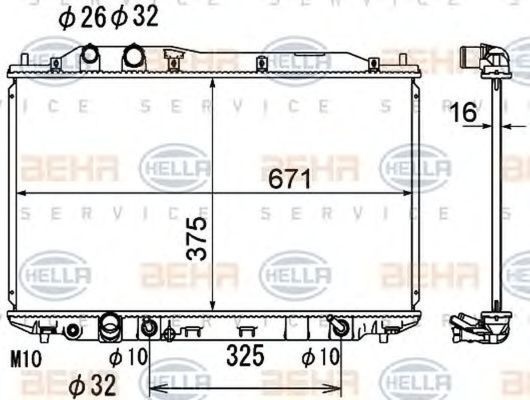 Radiator apa HONDA CIVIC VIII limuzina FD FA HELLA 8MK376790481