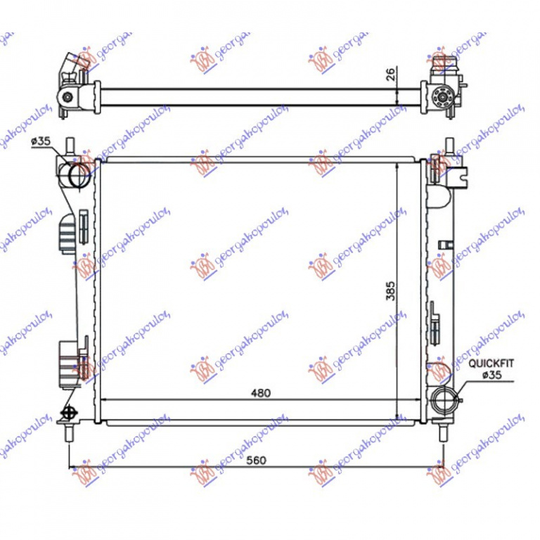 RADIATOR APA HYUNDAI ACCENT 2011-> Radiator apa 1.1-1.4 CRDi manuala diesel 480x380x2 2011->2014 PIESA NOUA ANI 2011 2012 2013 2014 2015 2016 2017