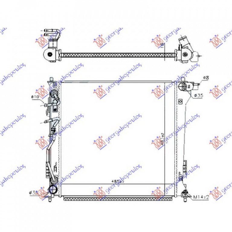 RADIATOR APA HYUNDAI TUCSON 2015-> Radiator apa 2.0 CRDi diesel cv automata (485x485x18) (KOREAN) 2015->2018 PIESA NOUA ANI 2015 2016 2017 2018