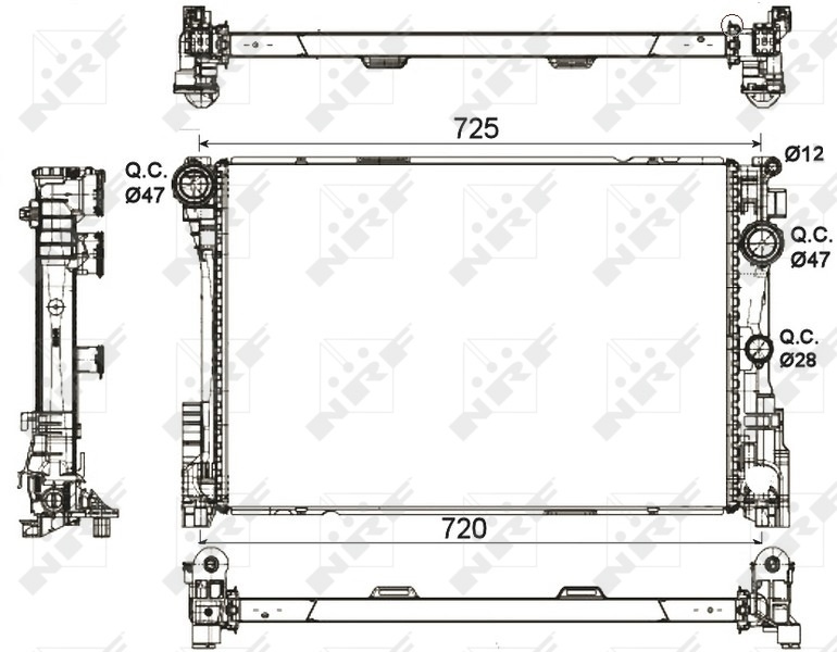 RADIATOR APA ~ MERCEDES-BENZ E-CLASS Convertible (A207) E 250 CDI / BlueTEC / d (207.403, 207.404) E 200 (207.434) E 220 CDI / BlueTEC / d (207.402, 207.401) E 220 CDI (207.402) E 350 BlueTEC/ d (207.426) E 220 BlueTEC (207.401) ~ NRF 53113 ~ NRF