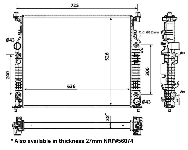 RADIATOR APA ~ MERCEDES-BENZ R-CLASS (W251, V251) R 320 CDI 4-matic (251.022, 251.122) R 350 CDI 4-matic (251.023, 251.123) R 300 4-matic (251.062) R 350 CDI 4-matic (251.022, 251.122) R 280 CDI 4-matic (251.020) R 500 4-matic (2 ~ NRF 53936 ~ NRF