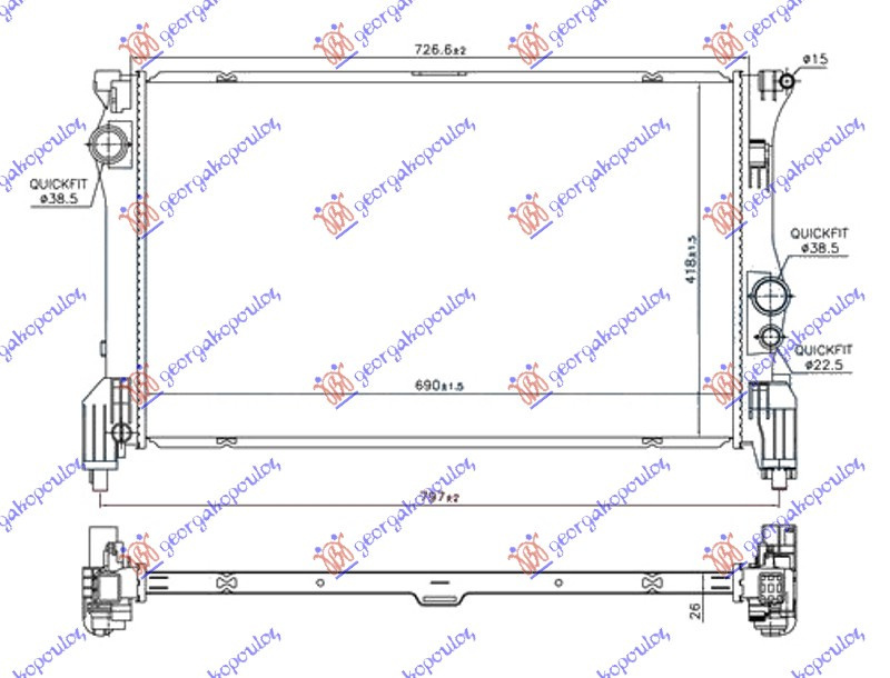 Radiator Apa - Mercedes Vito (W447) 2015 , 4475010001