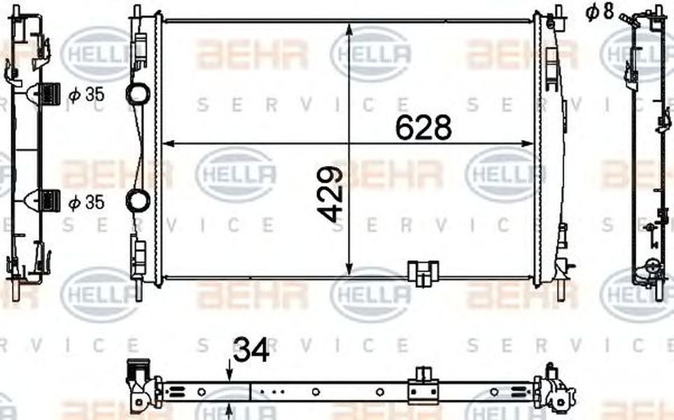 Radiator apa NISSAN QASHQAI QASHQAI +2 J10 JJ10 HELLA 8MK 376 753-701